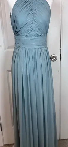 Dessy Collection Halter Chiffon Maxi Gown Icelandic Blue Formal Dress 8