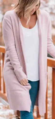 a.n.a Long Sleeve Duster Cardigan Sweater Mauve Pink Purple Open Front Winter M