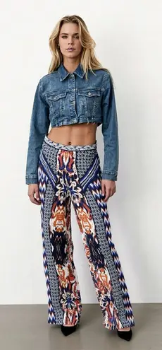 Jealous Tomato Boho Print Wide Leg High Rise Pants Women's Small Tribal Aztec Ikat Patchwork