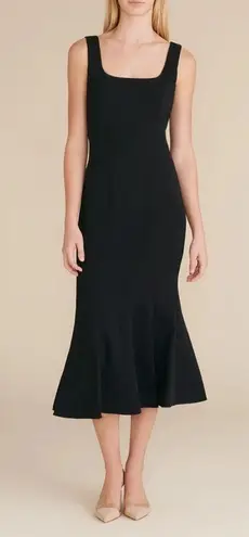 Veronica Beard Gloria Fluted Stretch-crepe Midi Black Dress