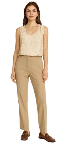 Giusy Made in Italy Lace Back Polka Dot Sleeveless Blouse Tan Medium‎