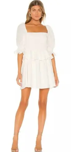 LPA x Revolve White Vivia Linen Blend Puff Sleeve Mini Dress Sz XL