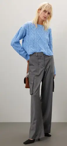 Rachel Parcell Baby Blue Cable Knit Long Sleeve Crewneck Sweater size Small