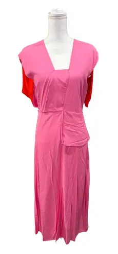 Bottega Veneta New Two-Tone Barbie Pink Cut-Out Midi Dress, US 2/IT 38