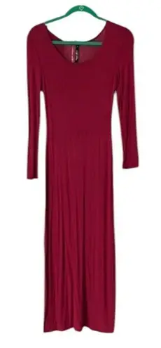 White Mark Burgundy Scoop Neck Long Sleeve Lightweight Maxi Dress Size Small EUC Red