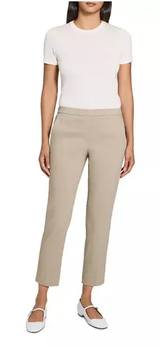 Theory  Women's Treeca Good Linen Pull-On Straight Leg Pants Cream Size 2 thumbnail 1