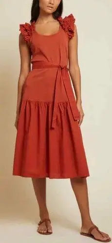 Nation Ltd NEW EVERLEIGH FRILLY DRESS IN CAYENNE SMALL