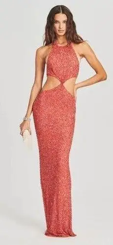 Retrofête Retrofete Katerina Sequin Dress in Calypso Coral Maxi Size XL NWT Halter
