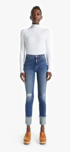 MOTHER Denim The Insider Crop Step Chew Jeans in Dancing on Coals size 25 New Blue