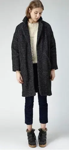 Kenzo Speckled Wool Topcoat Black Size M