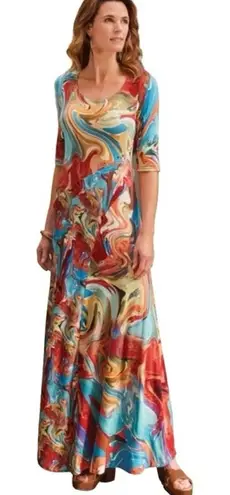 Soft Surroundings  Women’s Bridgette Maxi Dress Tandoori Spice Size Petite Large