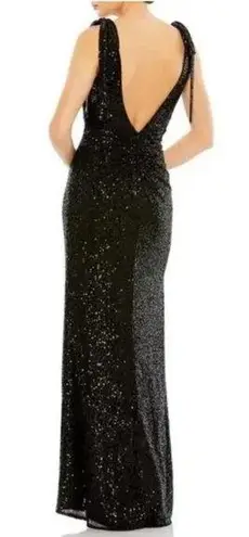 Mac Duggal 26693 Sequined Black Evening Gown Maxi Dress Size 4 NWT