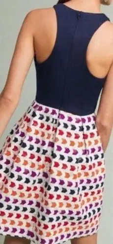 Hutch Anthropologie Blue Fit & Flare Metallic Arrowhead Short Mini Dress Size 8