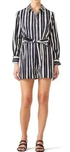 Martin Grant Women's Navy White Striped Cotton Longsleeve Romper Size 38