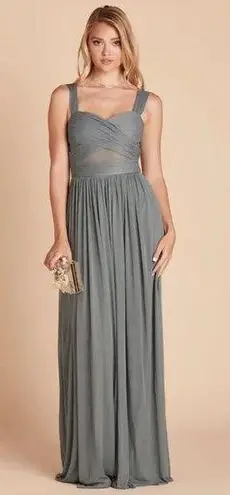 Birdy Grey  Elyse Sea Glass Mesh Cutout Pleated Chest Sleeveless Bridesmaid Dress