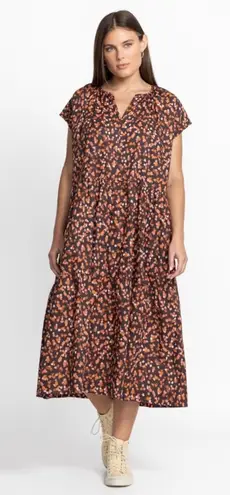 Johnny Was Calme by NWT Shirred Neck Midi Dress Multicolor Large