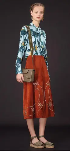 Valentino Garavani Valentino studded green suede and leather ankle-wrap espadrille sandal size 37