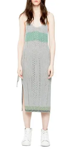 Zadig & Voltaire Jessy Silver Metallic Knit Midi Dress Sz S