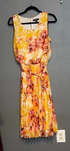 INC International Concepts Yellow Pleated Midi Sundress Size 14