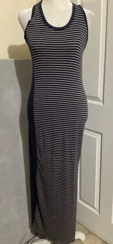 A pea in the pod Maternity Striped Maxi Dress Blue Beige Racerback Tank Style S