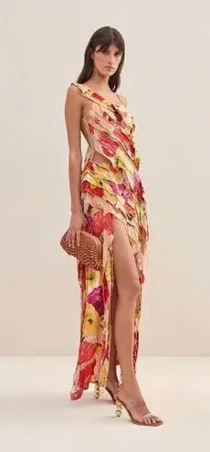 Cult Gaia NWT Whitney Gown Silk Floral Tiered Maxi Dress Size XS