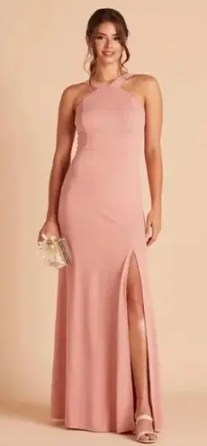 Birdy Grey Women's Dress XS Pink Gene Crepe Dusty Rose Formal Leg Slit Blush 219