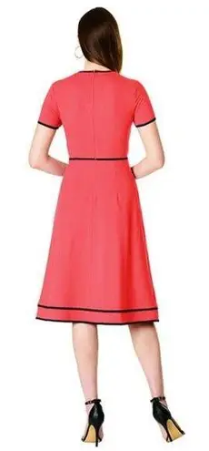 Eshakti Contrast trim cotton knit dress in coral red cotton blend women size 16W