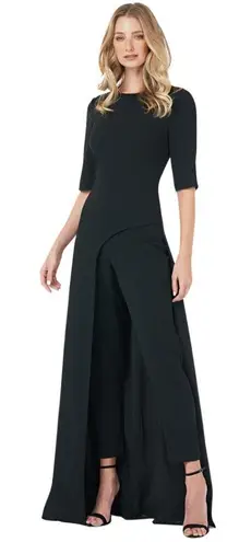 Kay Unger Davina Walk Thru Jumpsuit Women's 6 Black Formal Cocktail Party NWT