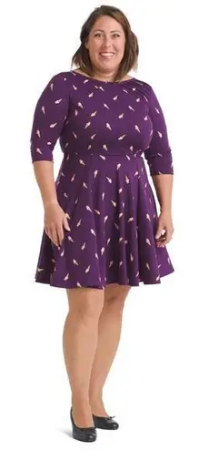 Unique Vintage Gwynnie Bee Purple Ice Cream Cone Fit And Flare Dress, 0XL
