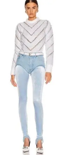 Y/PROJECT Opening Ceremony Stirrup Short Jeans In Ice Blue EUC $790 Size 2