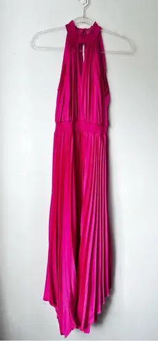 Petal and Pup  Dominique Hot Pink Satin Pleated Maxi Dress 6