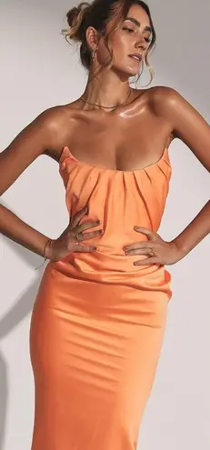 House Of CB  Alora Tangerine Strapless Corset Midi Dress size XS