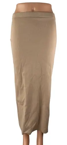 Open Edit NEW Luxe Sculpt Women's Beige Tan Stretch Midi Maxi Pencil Skirt Sz S