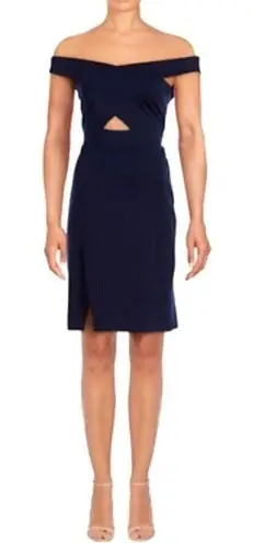 Parker Blue Off The Shoulder Cut Out Detail Mini Aquarius Dress Size S