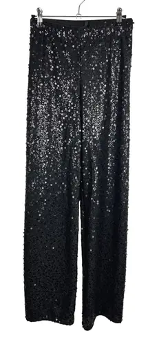 Calzedonia Black Sequin Wide Leg Pants Sparkly Party Occasion Evening Small - Image 1