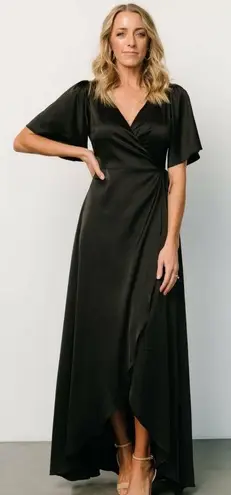 Baltic Born Vara Satin Maxi Wrap Dress Short Sleeve New Without Tags