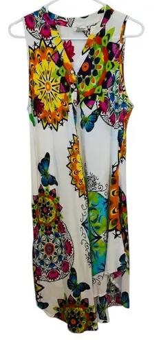 Seven Islands New York Sleeveless Dress Colorful Casual Bohemian Style Sz XL White