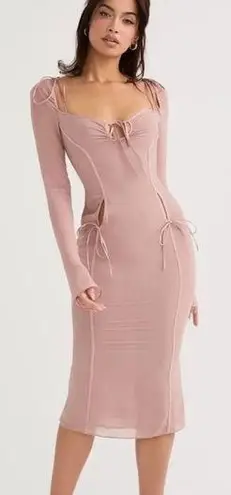 House Of CB NWT  'Ophelia' Crystal Cutout Midi Dress dusty pink balletcore