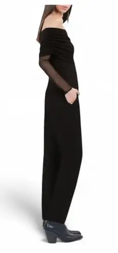 The Kooples Ruched Mesh-Long Sleeve Top Size FR 2/ Medium US off the shoulder