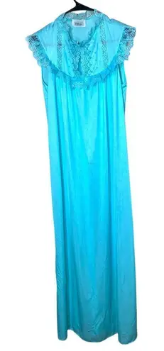 Vintage Rikki New York House Dress Muu Muu Sleep Gown Blue Medium