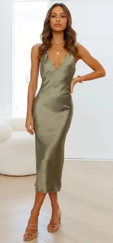 Hello Molly Green Satin Dress