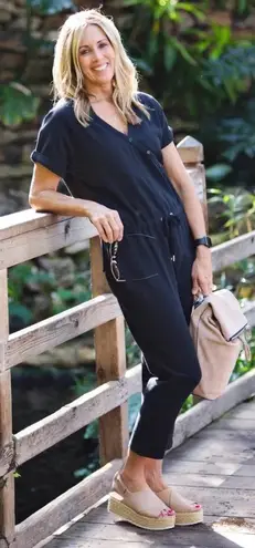 n:philanthropy Gingham Jumpsuit in Black Cat Size Large