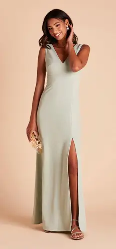 Birdy Grey | NWT Shamin Maxi V-Neck Dress with Slit in Crape Sage