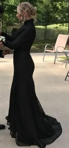 Black lace long sleeve, high neck prom dress ! Size 4