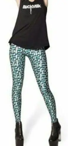 Blackmilk Green White Maze Leggings M