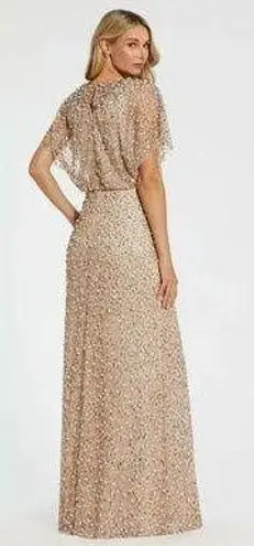 Mac Duggal NWT 14523 Beige Beaded Mesh Cape Gown Size 6