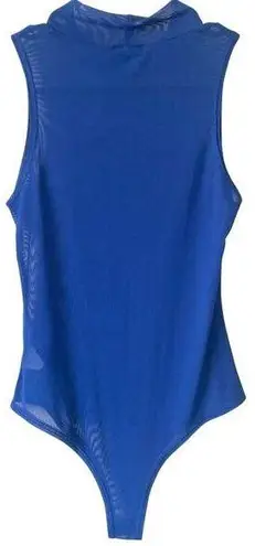ARIA CLOTHING Sheer Mesh Sleeveless Bodysuit Size Small Blue Going Out Sexy