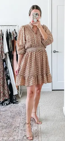Shoshanna Neutral Tan Eyelet Mini Dress