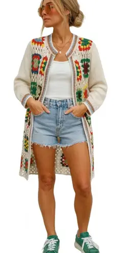 Grandma square Knit Colorful Crochet Open