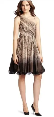 Tracy Reese Silk One Shoulder Frock Dress in Dip Dye Python Size 6